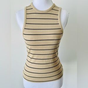 Beige and Black Striped High-Neck Tank Top ⚡️